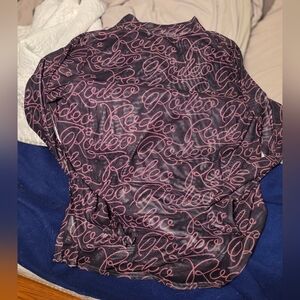 Black and Tan Rodeo Print Mesh Shirt